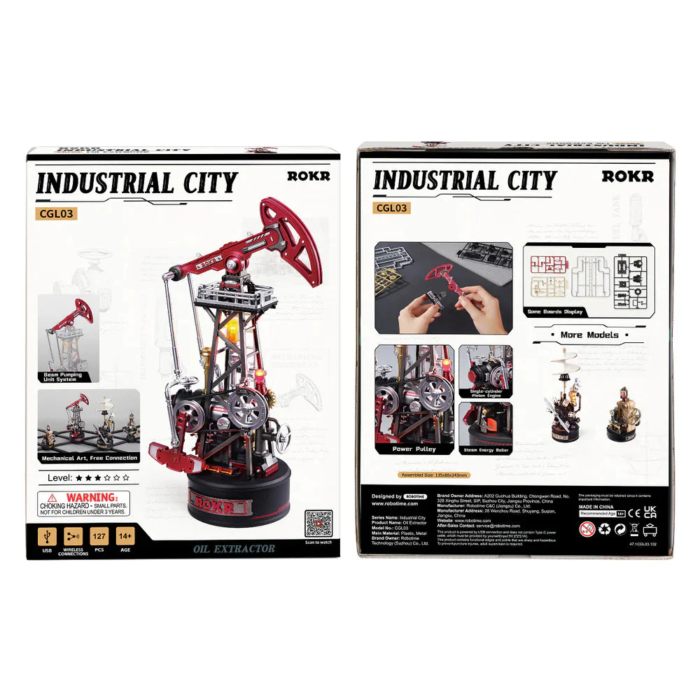 Robotime Industrial City Mechmix Oil Pump Jack