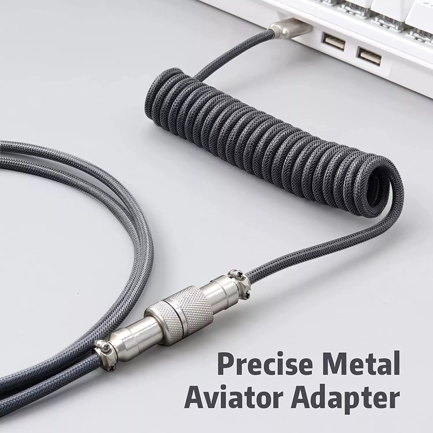 Royal Kludge Coiled Aviator Cable - Easy Detach Connector (Rainbow) - Image 3