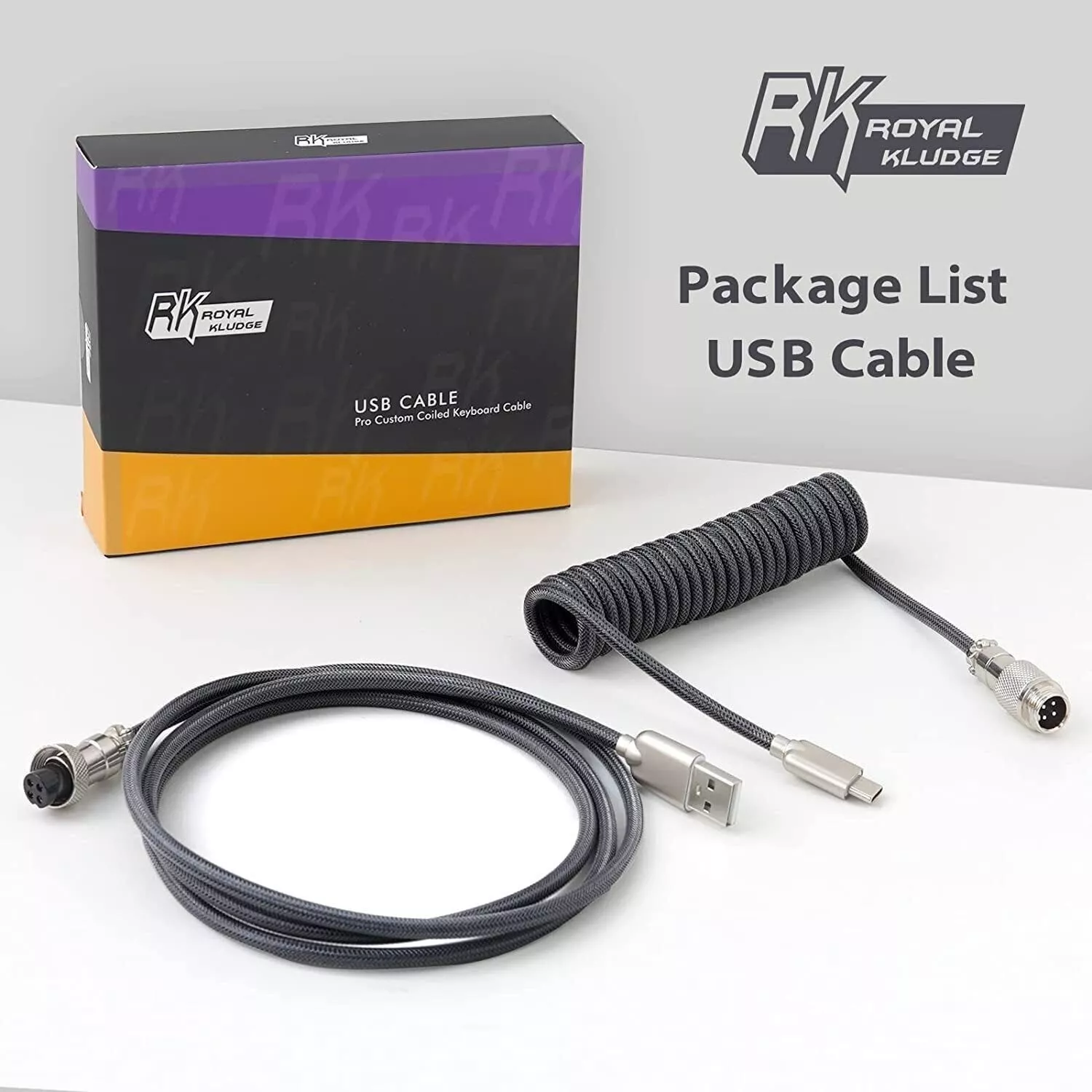 Royal Kludge Coiled Aviator Cable - Easy Detach Connector (Rainbow) - Image 5