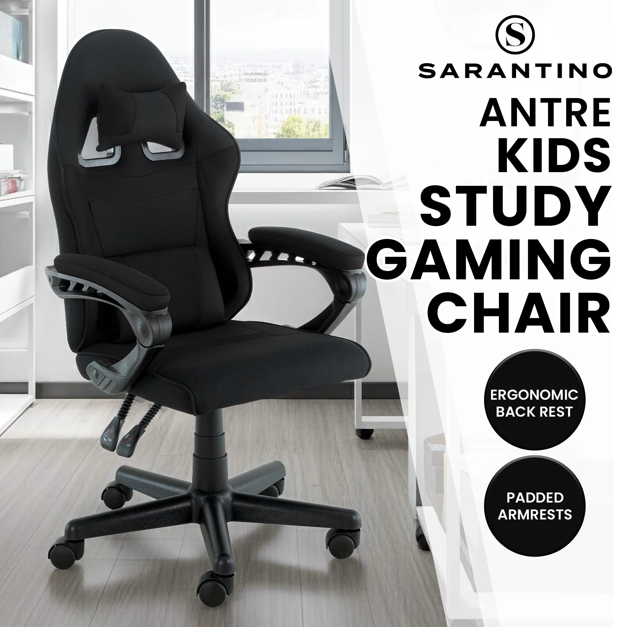 Sarantino Antre Adjustable Height Gaming Chair (Black) - Image 2