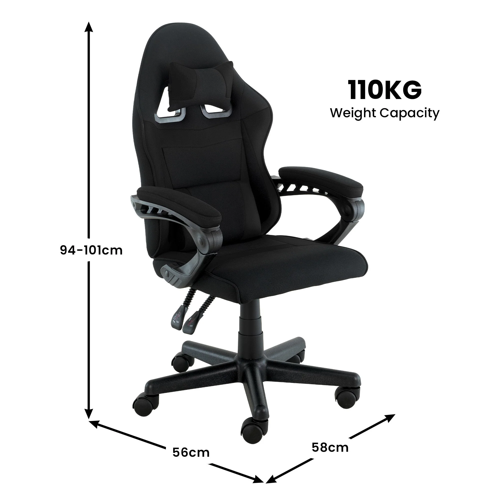 Sarantino Antre Adjustable Height Gaming Chair (Black) - Image 4