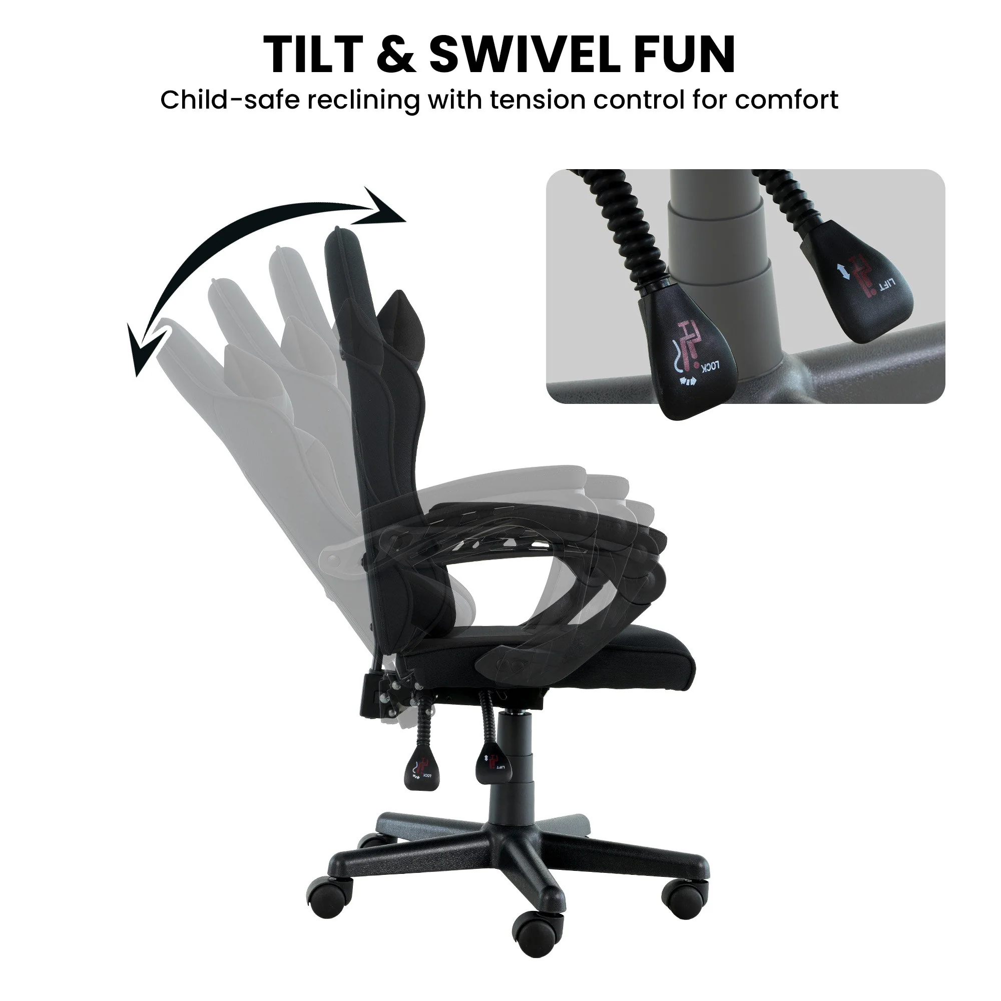 Sarantino Antre Adjustable Height Gaming Chair (Black) - Image 7