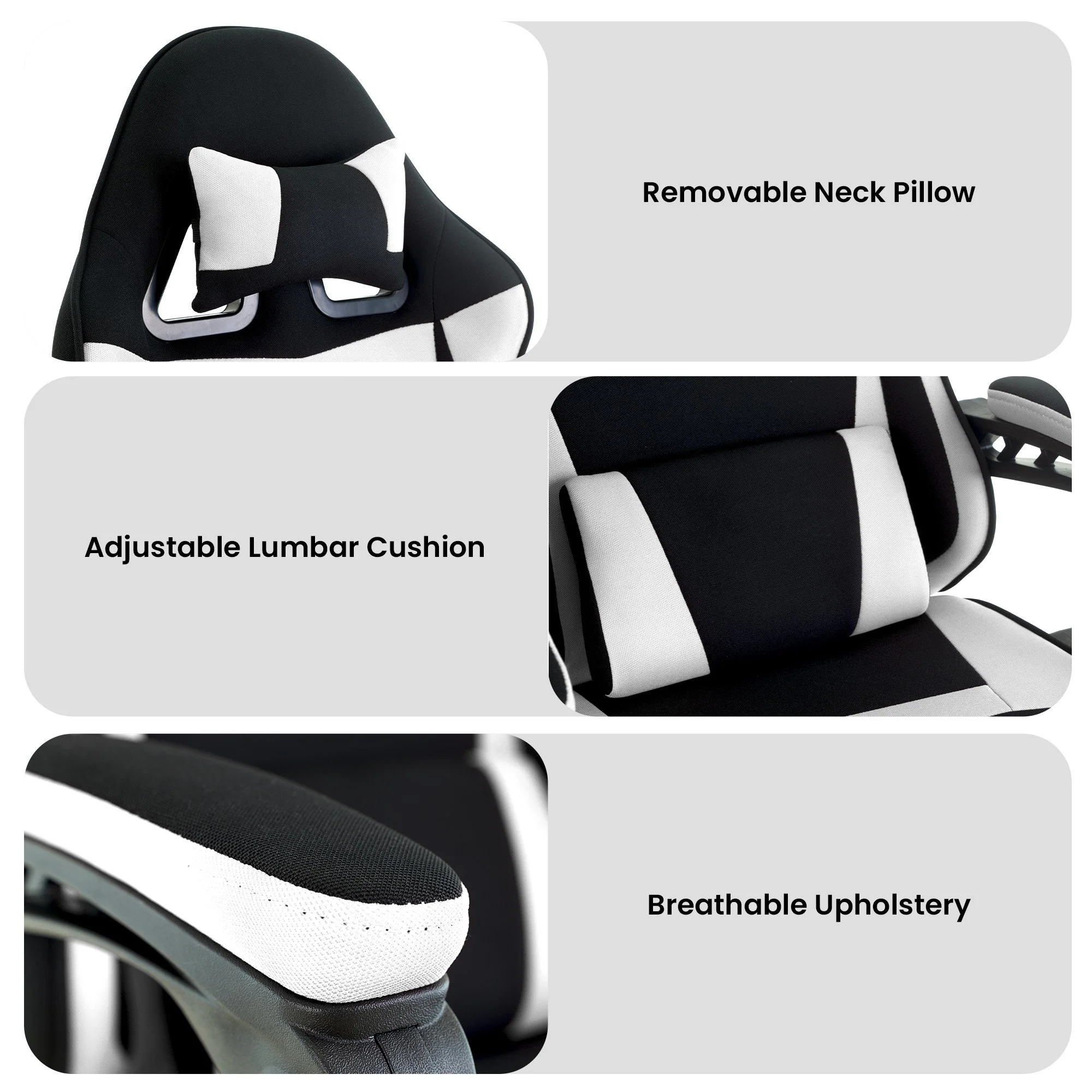 Sarantino Antre Adjustable Height  Gaming Chair  (Black/White) - Image 7