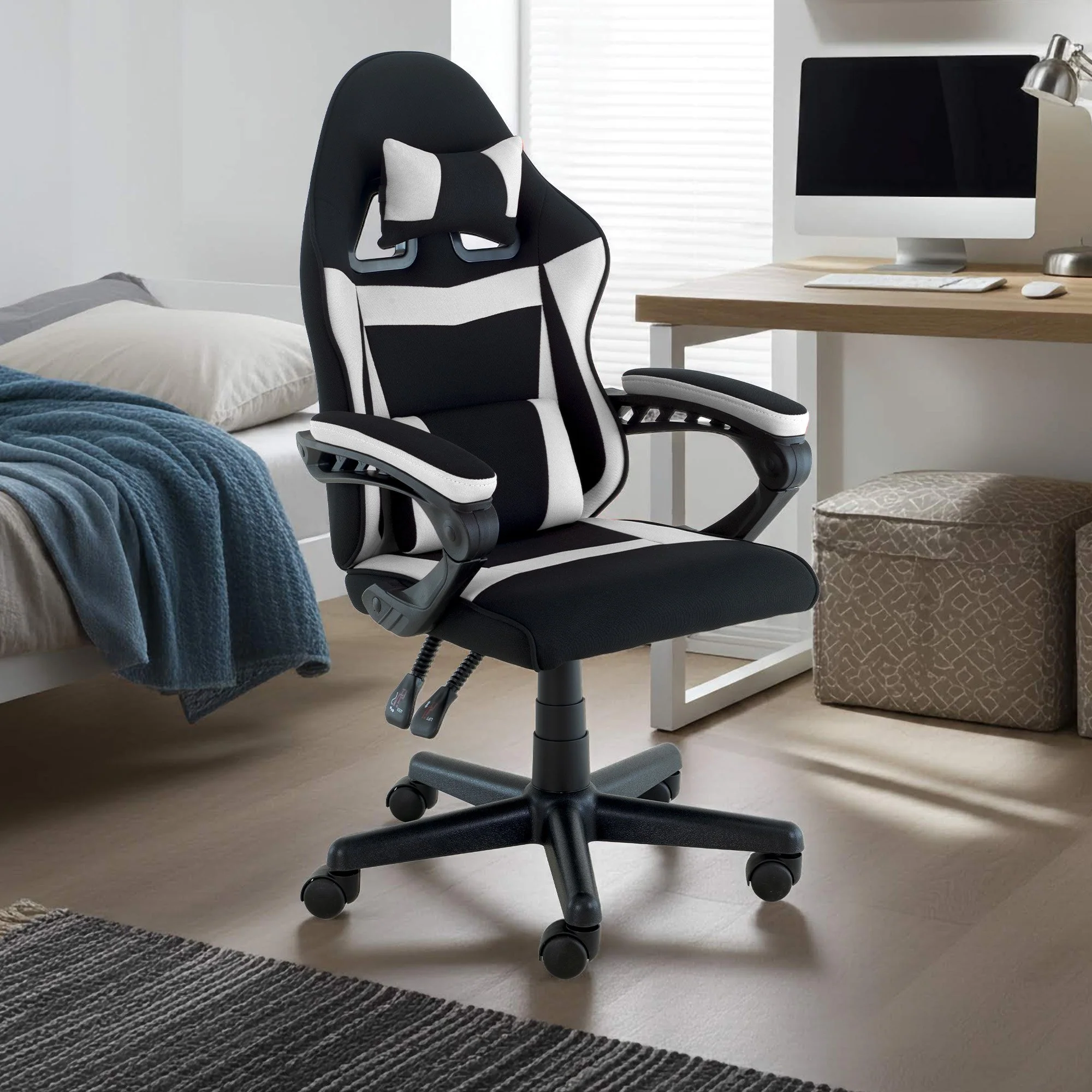 Sarantino Antre Adjustable Height  Gaming Chair  (Black/White) - Image 8