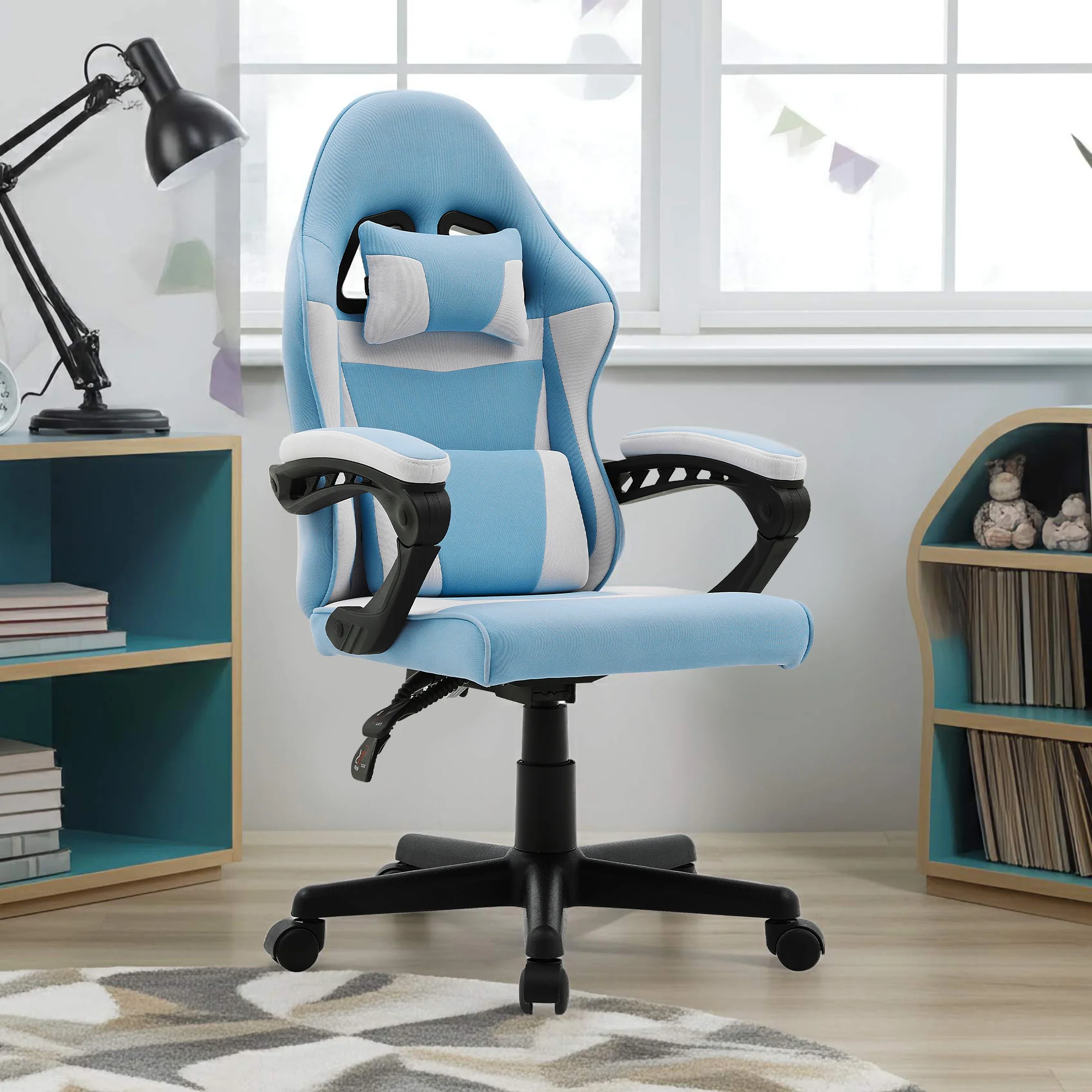 Sarantino Antre Adjustable Height Gaming Chair (Blue/White) - Image 9
