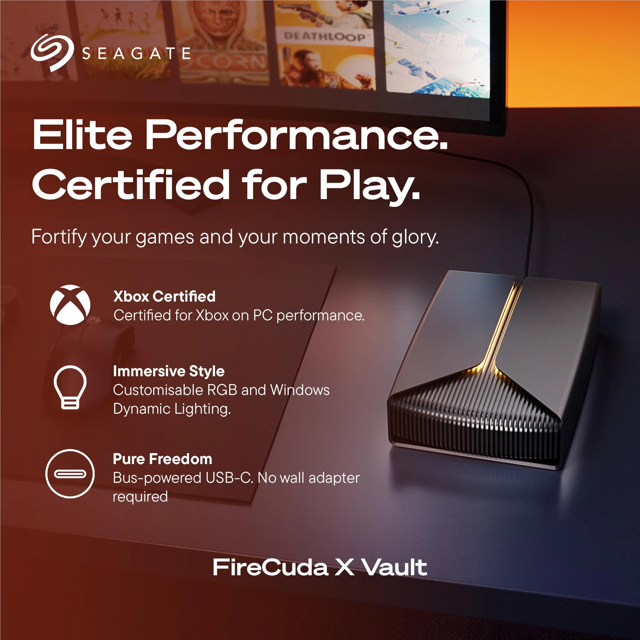 Seagate FireCuda X Vault  USB-C  External Gaming Hard Drive 20TB - Image 2