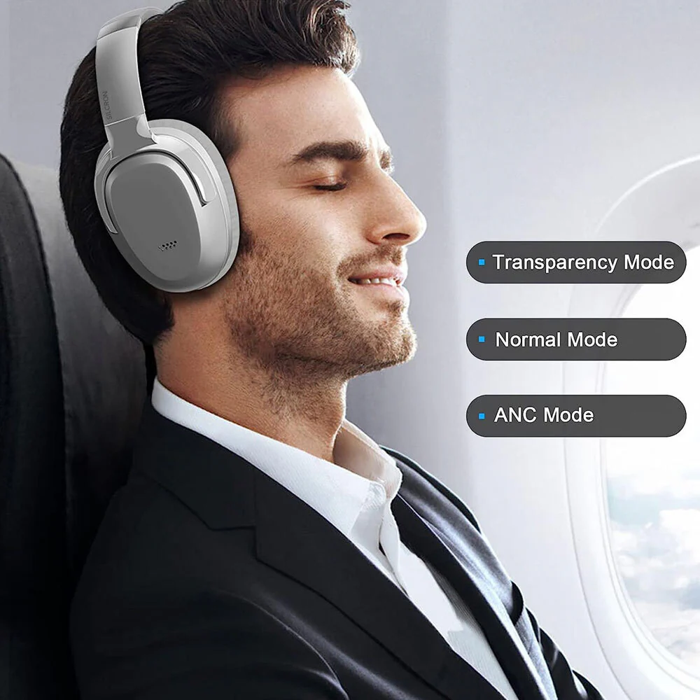 Silcron Active Noise Cancelling Bluetooth Headphones (White) - Image 4