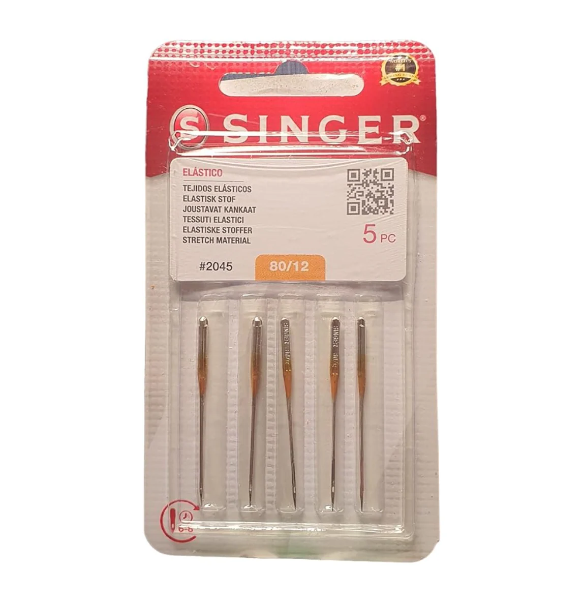 SINGER Ballpoint / Stretch Fabric Needles - NG2045-80/12 Stretch Medium Weight Fabrics