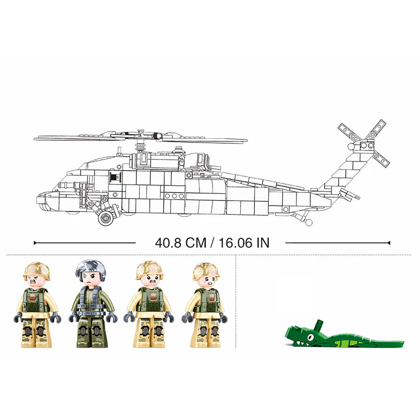 Sluban 692pcs MB Helicopter Black Hawk - Image 5
