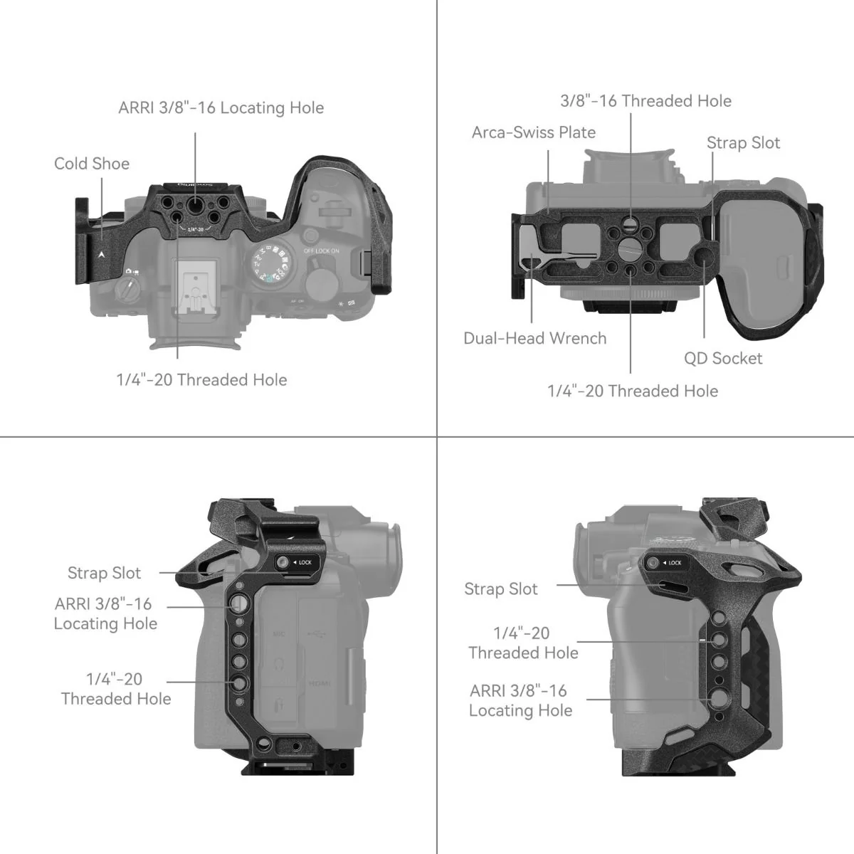 SmallRig Black Mamba Camera Cage for Canon EOS R6 Mark II 4161 - Image 3