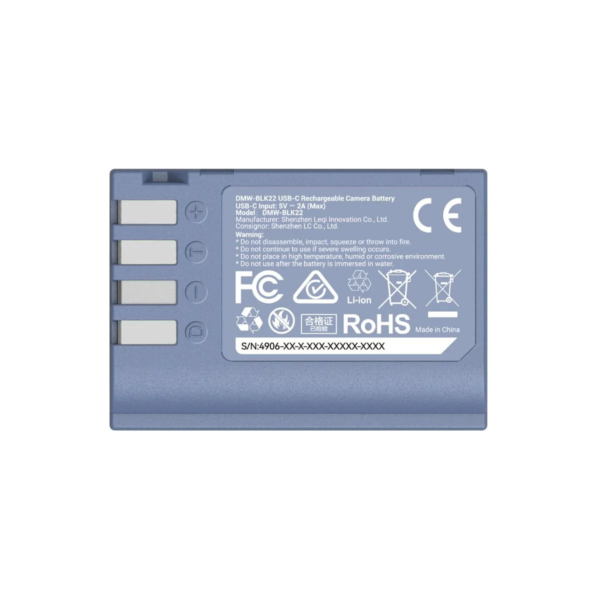 SmallRig DMW-BLK22 USB-C Rechargeable Camera Battery 4906 - Image 2