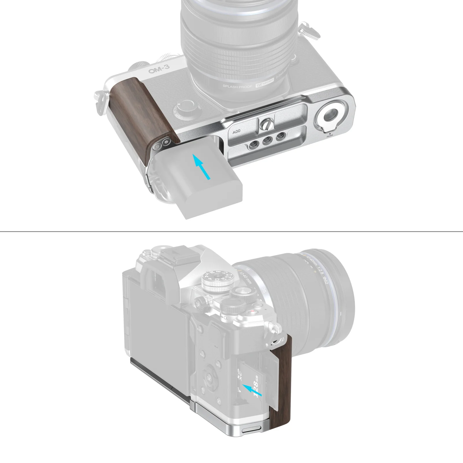 SmallRig L-Shaped Mount Plate with Wooden Handle for OM SYSTEM OM-3 5563 - Image 4