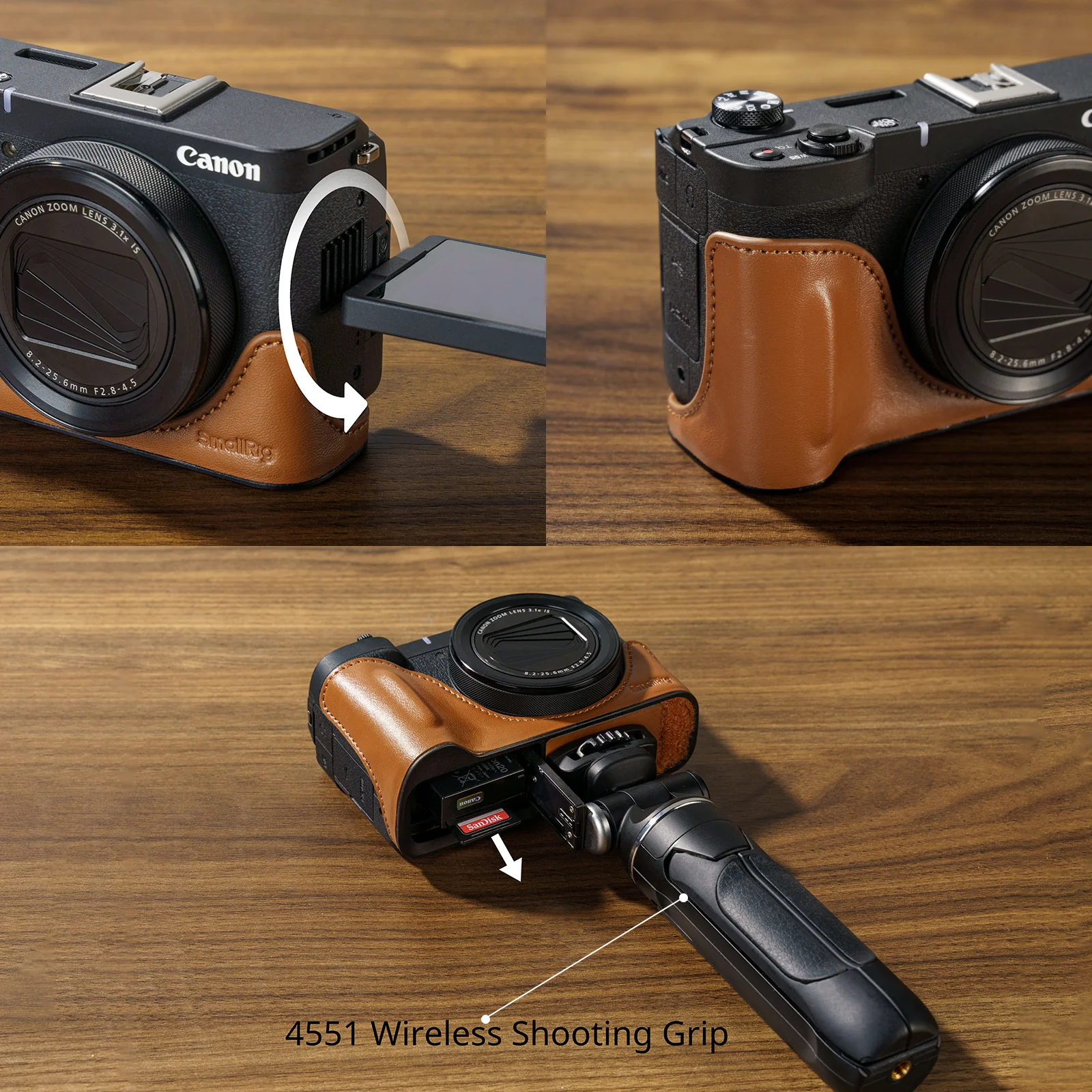 SmallRig Leather Case Kit for Canon PowerShot V1 (Brown) 5385 - Image 4