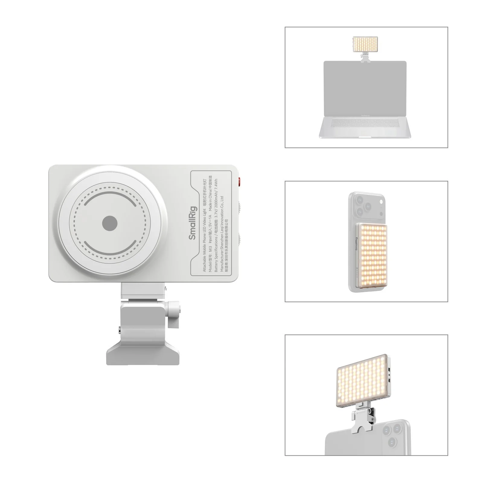 SmallRig M3 Attachable Mobile Phone LED Video Light (White) 5640 - Image 2