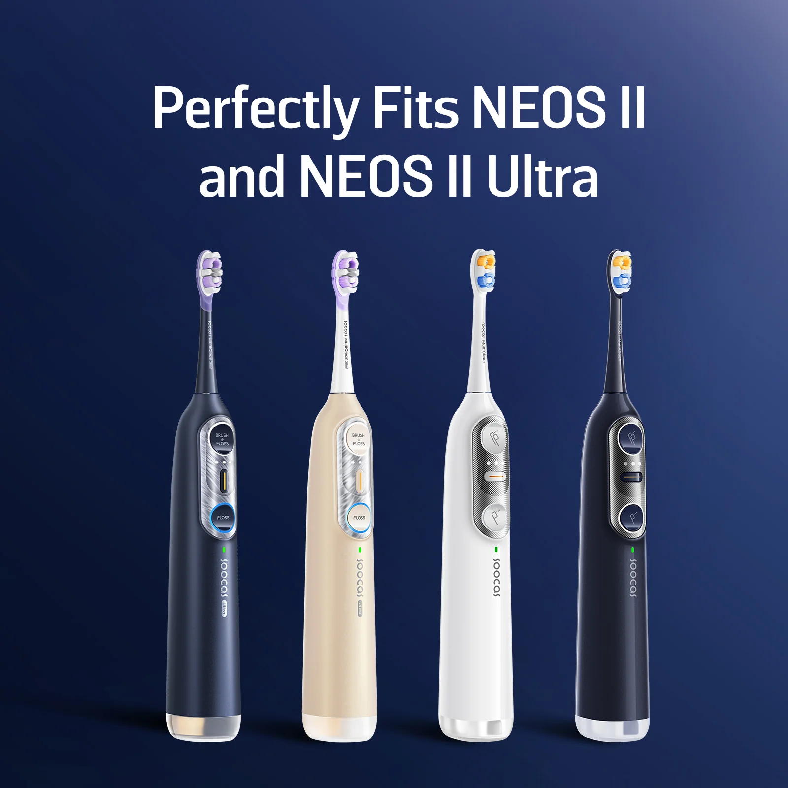 Soocas NEOS II & NEOS II Ultra Soft Toothbrush Head CV 2 Packs T04 (Midnight Blue) - Image 7