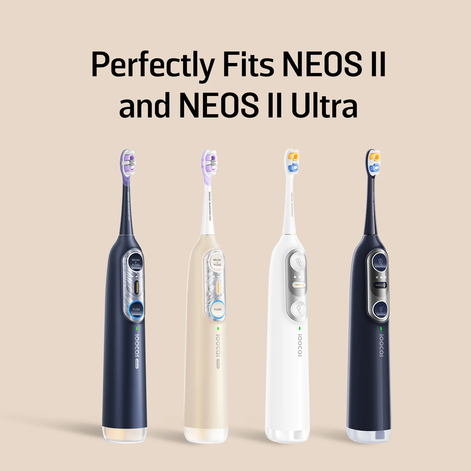 Soocas NEOS II & NEOS II Ultra Soft Toothbrush Head CV 2 Packs T04 (White) - Image 7