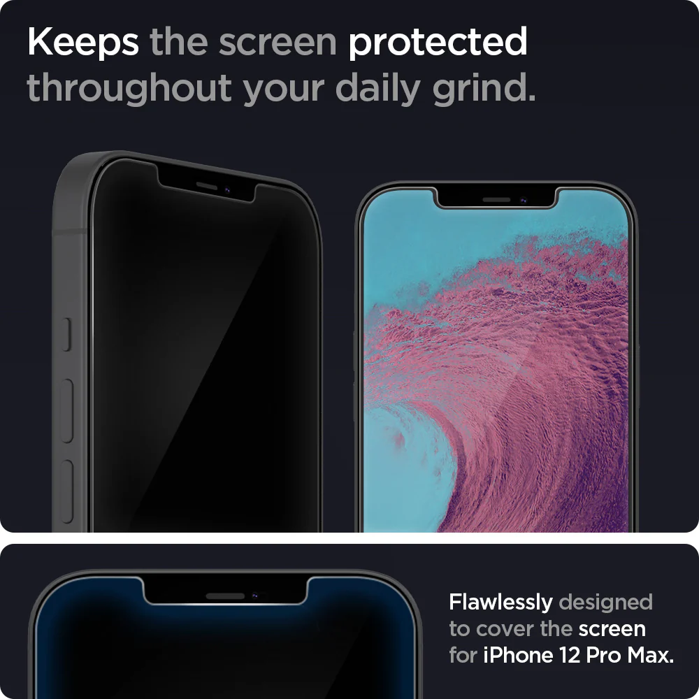 Spigen Apple iPhone 12 Pro Max EZ Fit GLAS.tR Slim Glass Screen Protector - Clear - Image 3