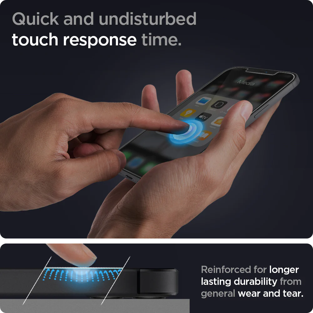 Spigen Apple iPhone 12 Pro Max EZ Fit GLAS.tR Slim Glass Screen Protector - Clear - Image 4