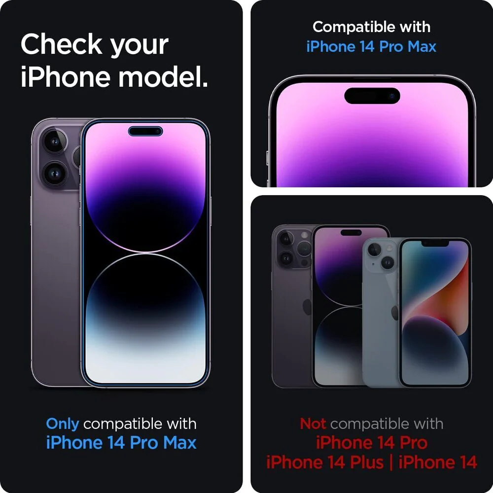 Spigen Apple iPhone 14 Pro Max EZ Fit GLAS.tR Privacy 2PCS Glass Screen Protector - Black - Image 2