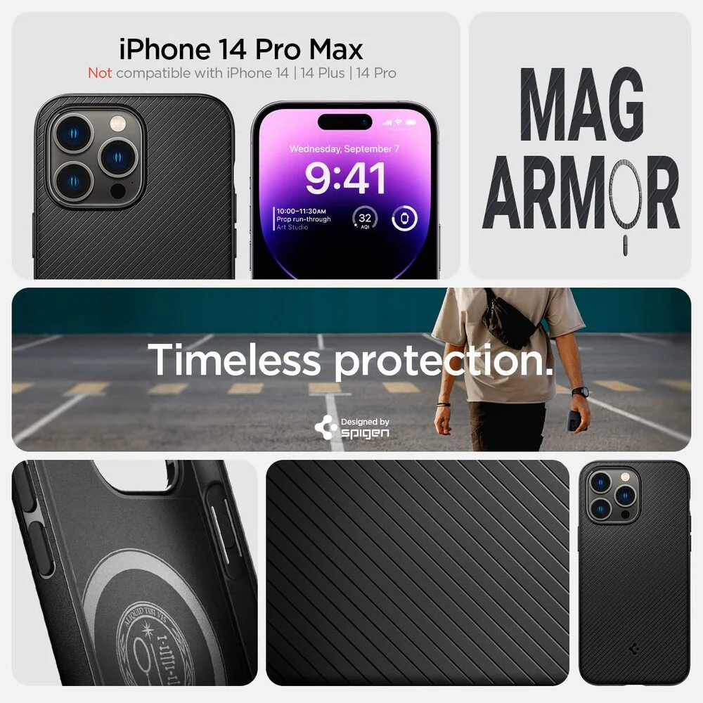 Spigen Apple iPhone 14 Pro Max Mag Armor (MagFit) Case - Black - Image 2