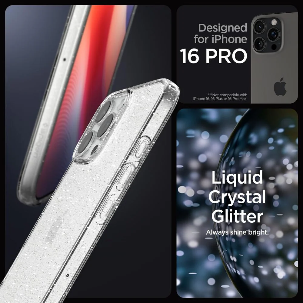 Spigen Apple iPhone 16 Pro Liquid Crystal Glitter Case - Crystal Quartz - Image 2