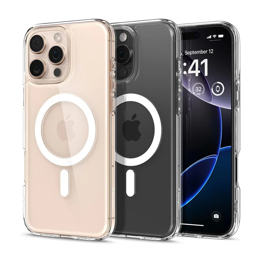 Spigen Apple iPhone 16 Pro Max Ultra Hybrid (MagFit) Case - Clear Case / White Ring