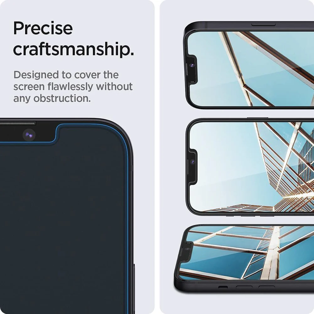 Spigen Apple iPhone 17e / 16e / 14 / 13 / 13 Pro EZ Fit GLAS.tR Privacy 2PCS Glass Screen Protector - Black - Image 3