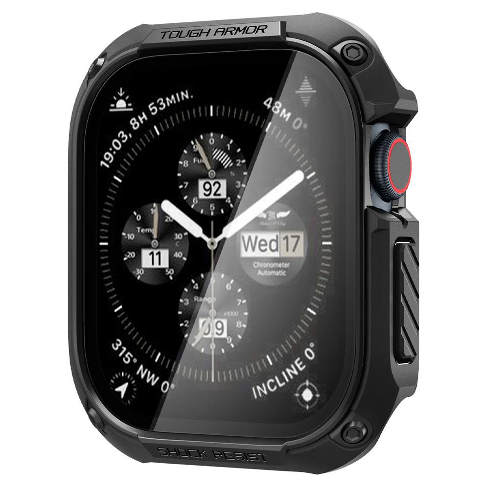 Spigen Apple Watch 10/11 46mm Tough Armor Screen Protector Case (Black)