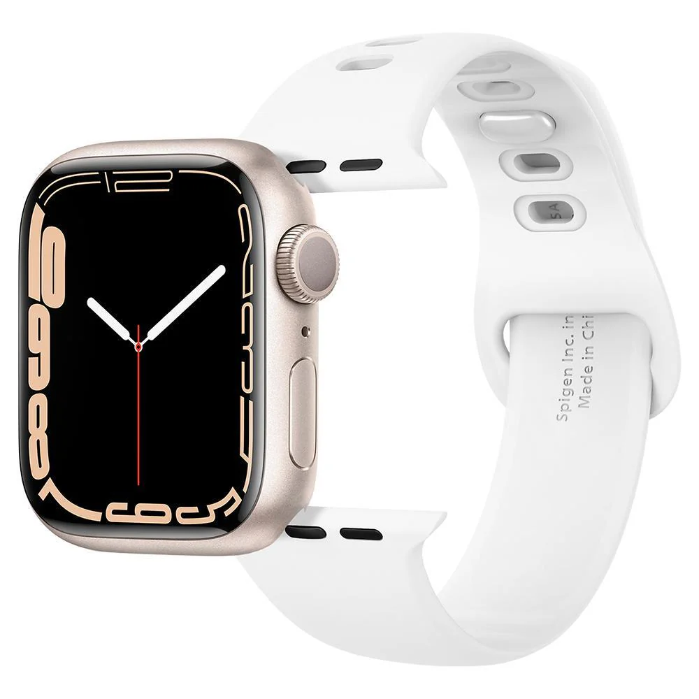 Spigen Apple Watch 42mm 41mm 40mm 38mm Silicone Fit Band (White) - Image 3