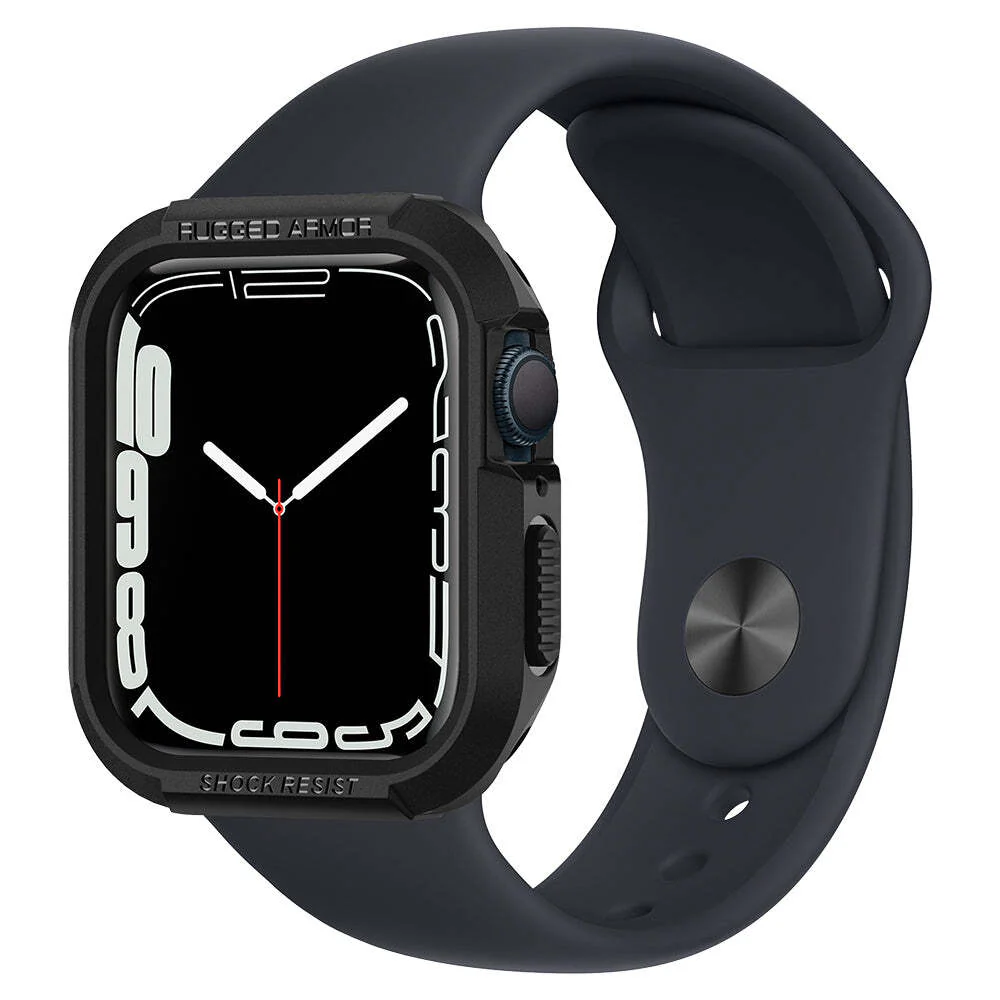 Spigen Apple Watch SE3/9/8/SE2/7/6/SE/5/4 (41mm/40mm) Rugged Armor Case (Black) - Image 2