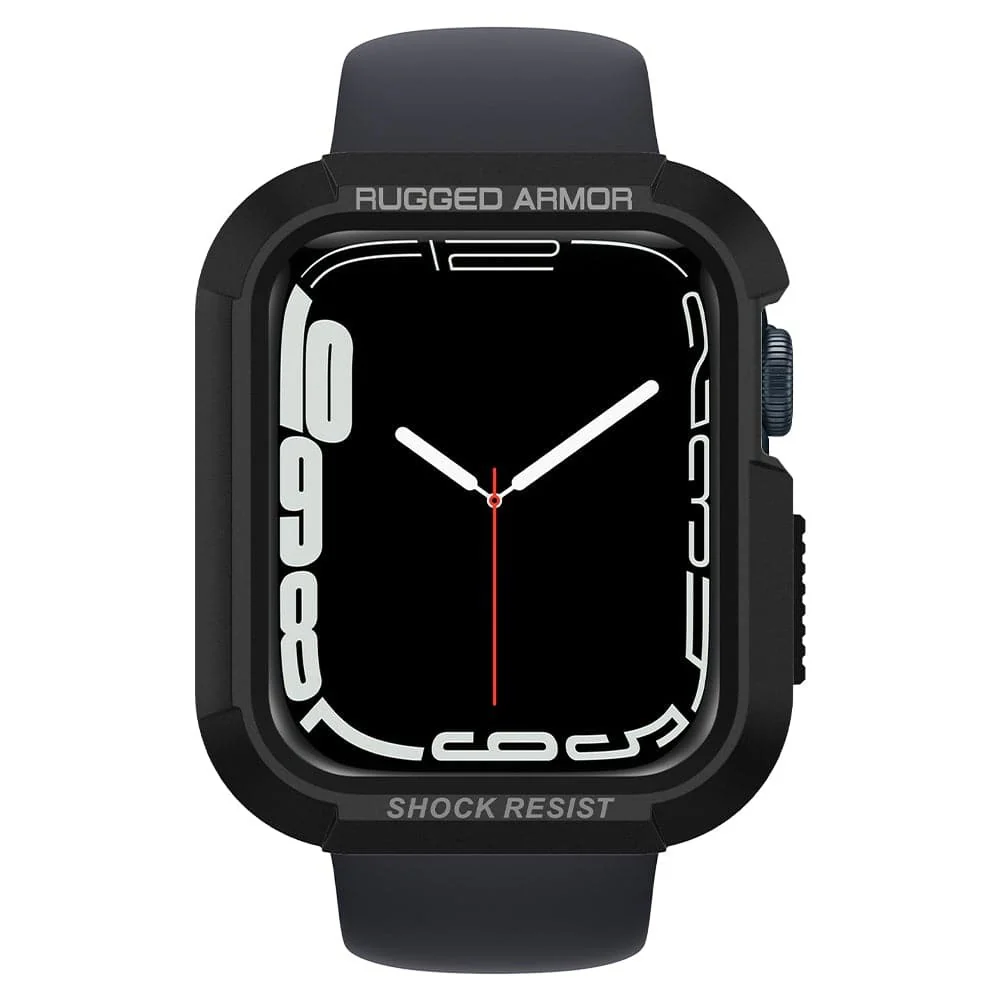 Spigen Apple Watch SE3/9/8/SE2/7/6/SE/5/4 (45mm/44mm) Rugged Armor Case (Black) - Image 3