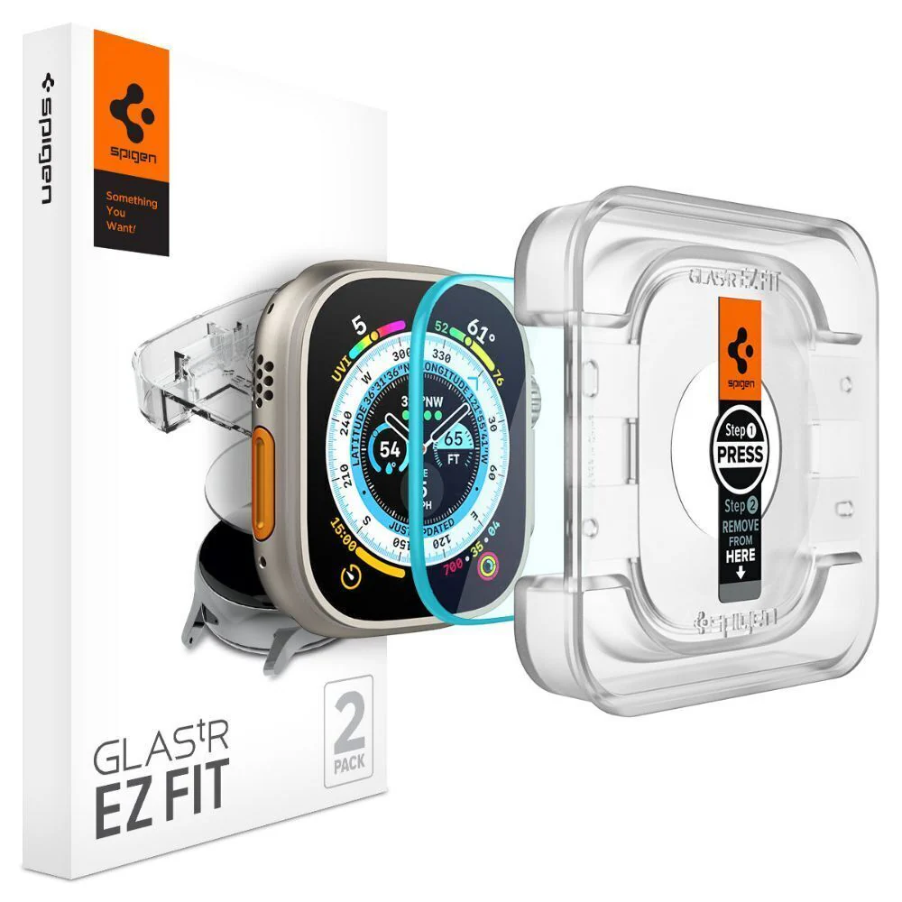 Spigen Apple Watch Ultra 3/2/1 49mm EZ Fit GLAS.tR Slim Glass Screen Protector 2PCS (Clear)
