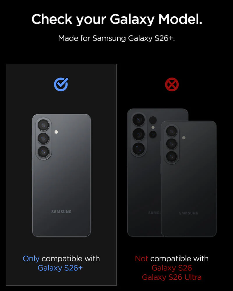 Spigen Galaxy S26 Plus GLAS.tR EZ Fit Optik Pro 2PCS Lens Protector (Black) - Image 6