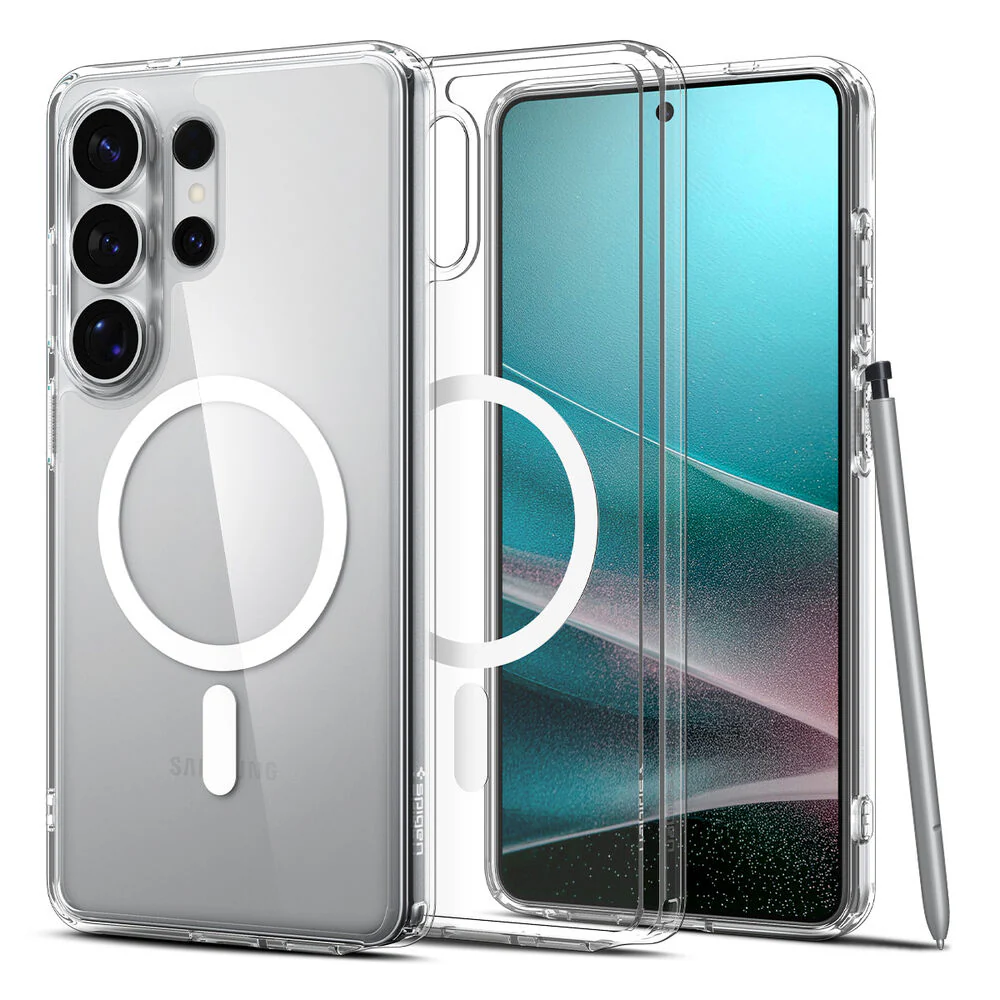 Spigen Galaxy S26 Ultra Ultra Hybrid (MagFit) Case (Clear Case / White Ring)