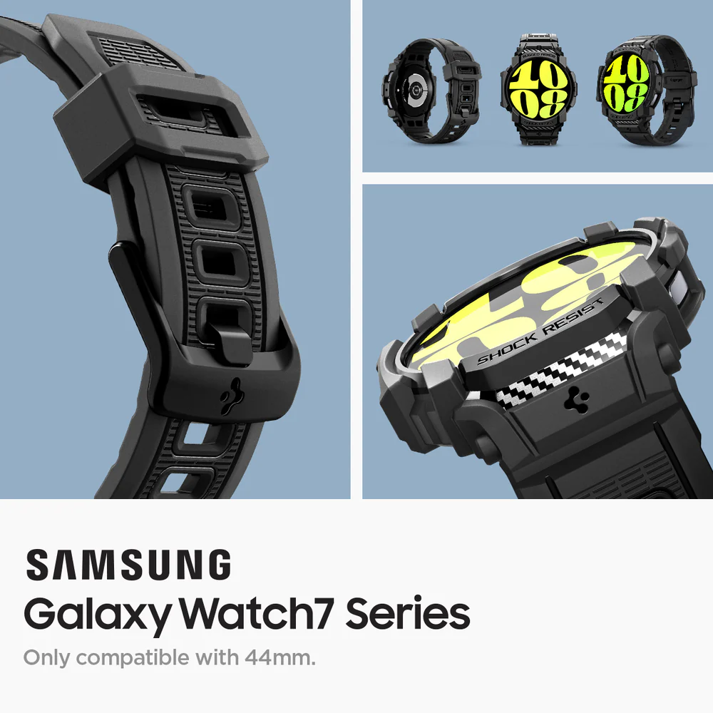 Spigen Galaxy Watch 7 44mm Rugged Armor Pro Band Case (Black) - Image 2