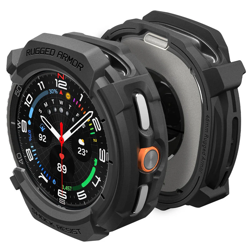 Spigen Galaxy Watch 8 Classic 46mm Rugged Armor Case (Black)