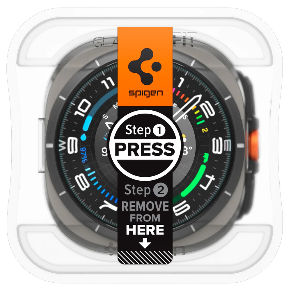 Spigen Galaxy Watch  Ultra 47mm 2025/2024 EZ Fit GLAS.tR Slim Glass Screen Protector 2PCS (Clear) - Image 2