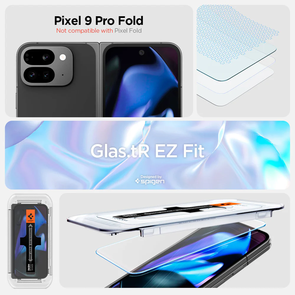 Spigen Google Pixel 9 Pro Fold EZ Fit GLAS.tR Slim 2PCS Glass Screen Protector - Clear - Image 2