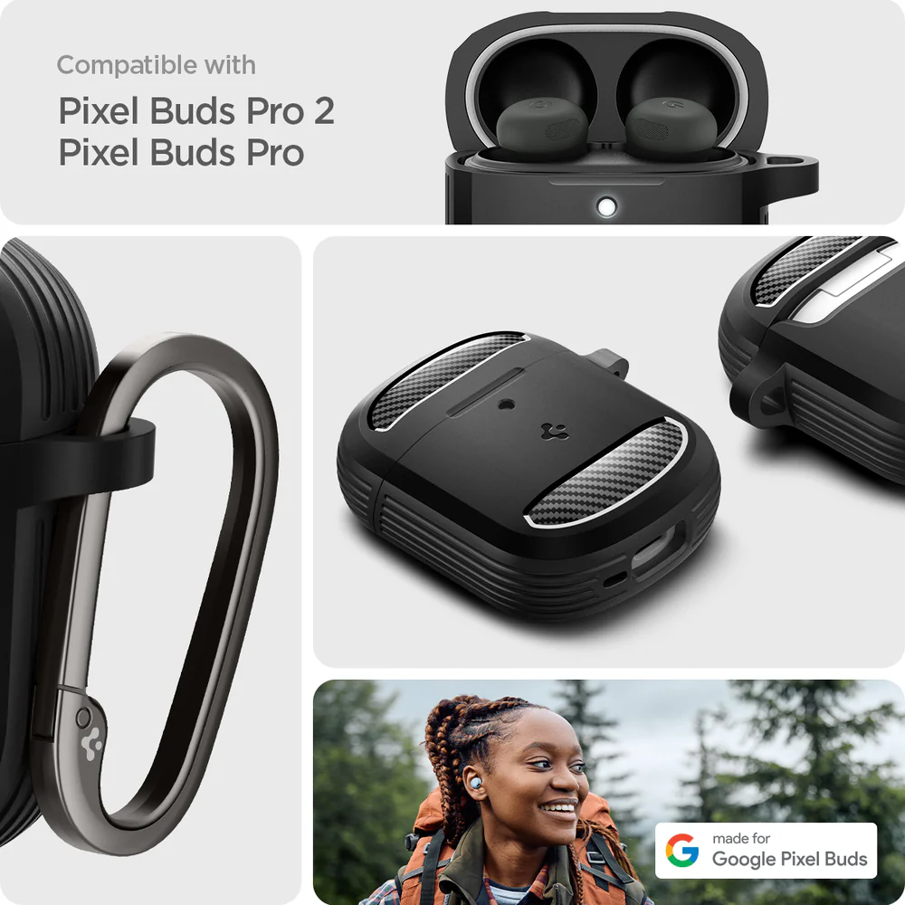 Spigen Google Pixel Buds Pro 2 / Pro Rugged Armor Headset and Earphone - Black - Image 2