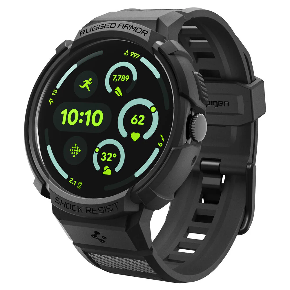 Spigen Pixel Watch 4 45mm Rugged Armor Pro Band Case with Stand (Black)