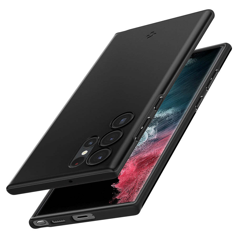 Spigen Samsung Galaxy S22 Ultra Thin Fit Case - Black - Image 4