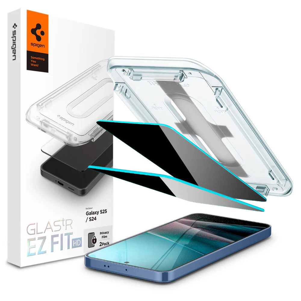Spigen Samsung Galaxy S25 GLAS.tR EZ Fit HD Privacy 2PCS Screen Protector - Black