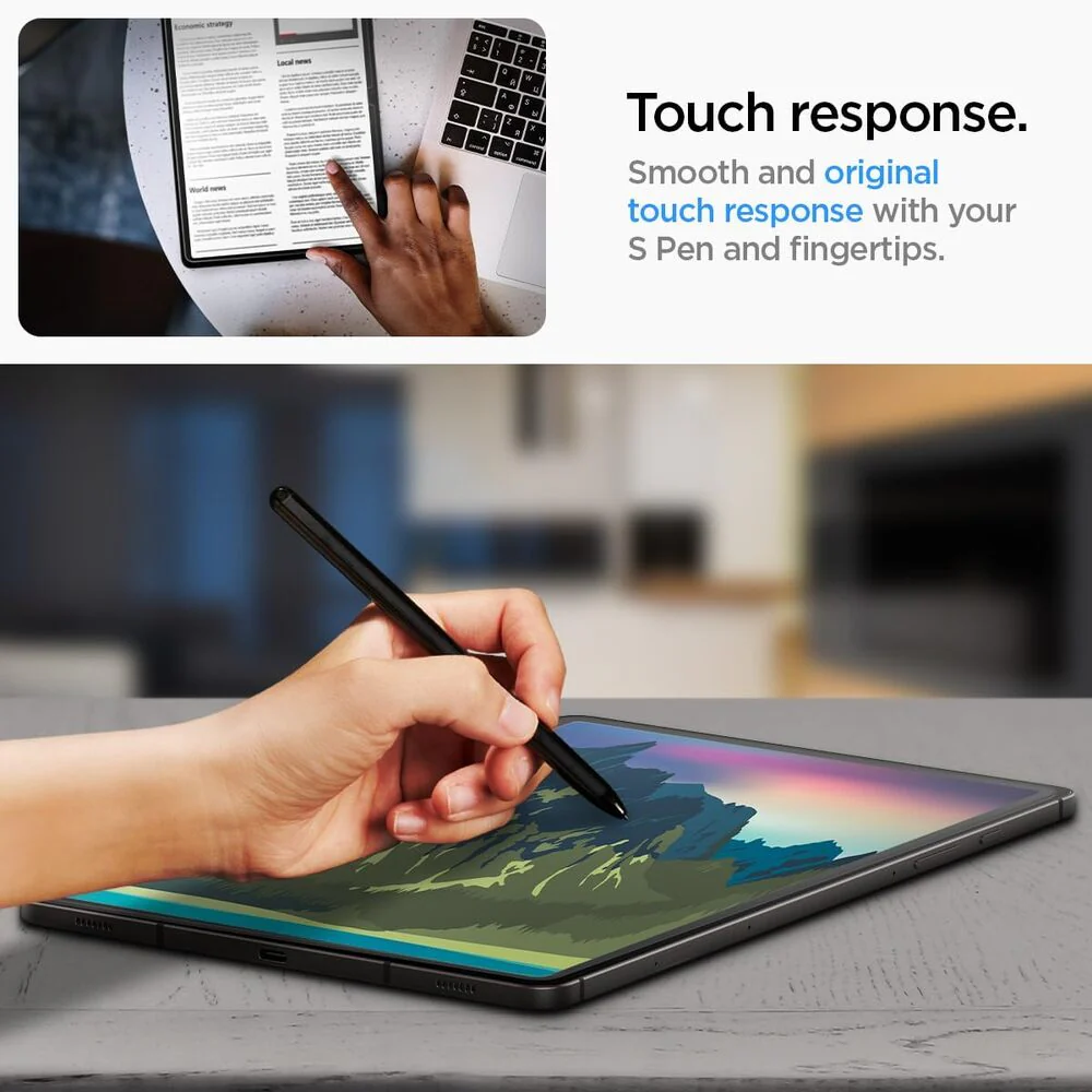 Spigen Samsung Galaxy Tab S10 Ultra/S9 Ultra/S8 Ultra 14.6 EZ Fit GLAS.tR Slim 1PC Glass Screen Protector (Clear) - Image 4