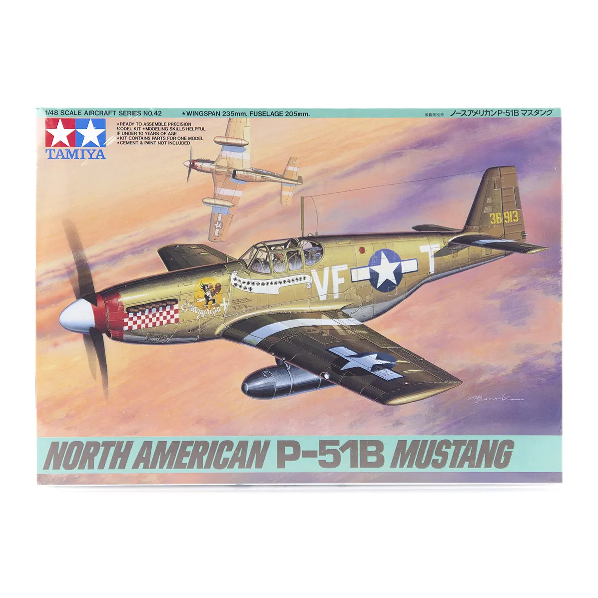 Tamiya 1/48 North American P-51B Mustang Fighter Scaled Plastic Model Kit