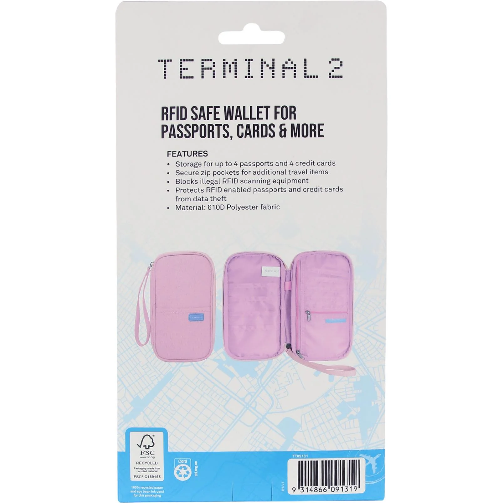 Terminal 2 Family RFID Passport Wallet (Pink) - Image 6