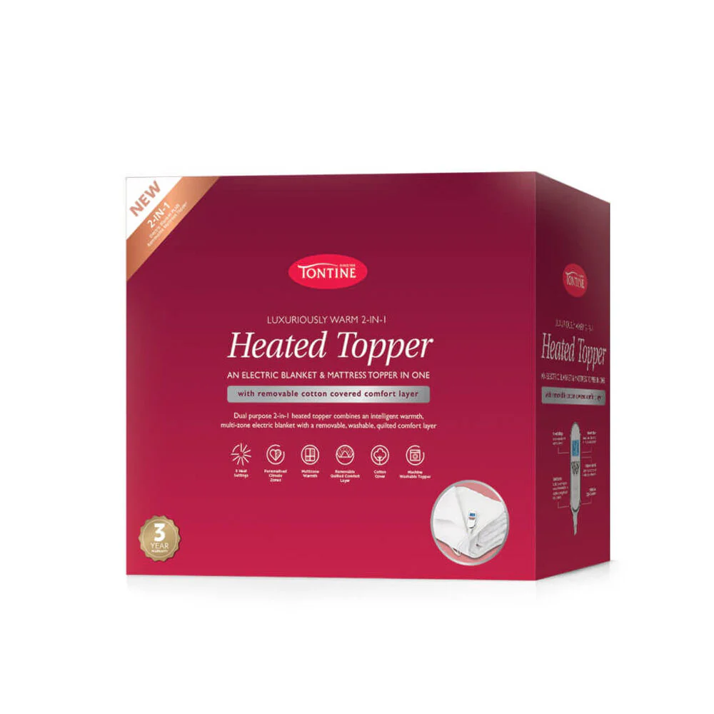 Tontine King Luxuriously Warm 2in1 Heated Topper (White)