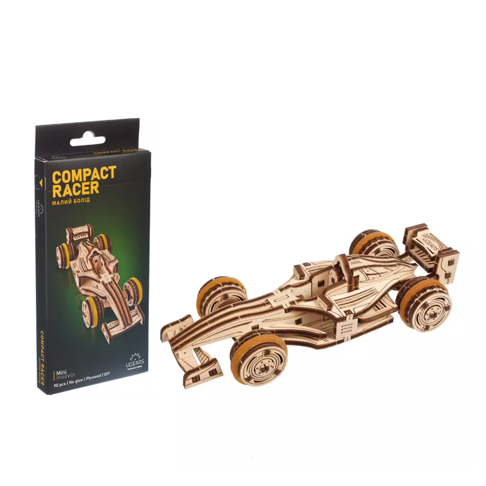 Ugears Compact Racer Wooden 3D Puzzle Model Kit - Image 2
