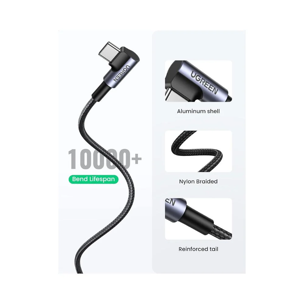 UGREEN USB-C to USB-A Braided Cable 90° Angled (1M) - Image 6