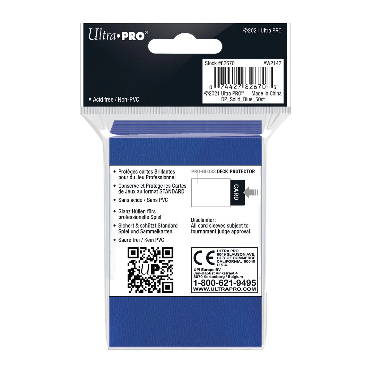 Ultra Pro: UP82670 PRO-Gloss 50ct Standard Deck Protector sleeves (Blue) - Image 2