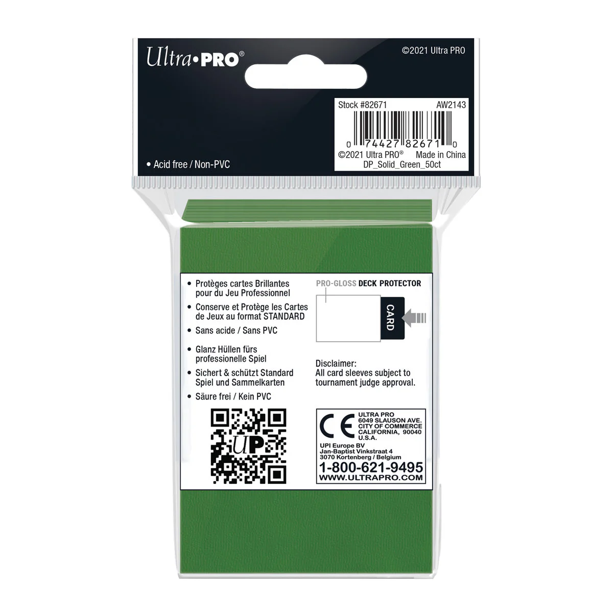 Ultra Pro: UP82671 PRO-Gloss 50ct Standard Deck Protector sleeves (Green) - Image 2